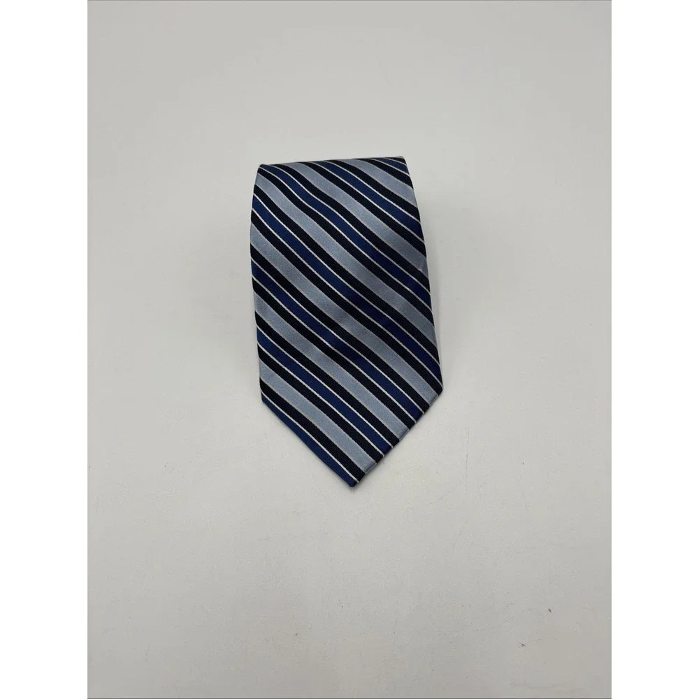 Stafford Silk Neck Tie Blue Gray Stripe Pattern Professional Career Office 56